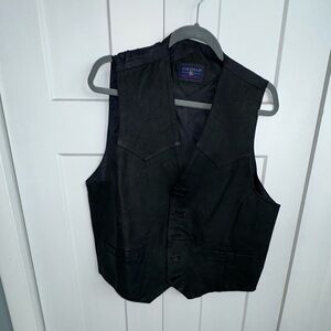 Men's Black Leather Coleman Outdoors Vest with Pockets